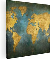 Artaza - Peinture sur toile - Carte du Wereldkaart dans un style rétro - 50x50 - Photo sur toile - Impression sur toile