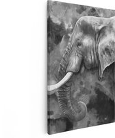 Artaza Canvas Schilderij Olifant - Abstract - Zwart Wit - 20x30 - Klein - Foto Op Canvas - Canvas Print