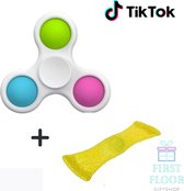 Fidget Toy - Simple Dimple Spinner (Blauw – Roze – Groen) + GRATIS Mesh and Marble Geel