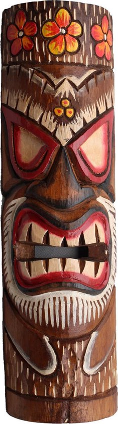 Tiki Masker Baard - Houten decoratie - Tiki - Tiki masker - Decoratie - 50 cm - Masker - Mancave - Bar decoratie - Hand beschildert – Hawaii decoratie - Cave & Garden