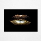 Gold Lips Plexiglas schilderij 120 x 80 cm