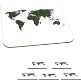Onderzetters voor glazen - Wereldkaart - Bloemen - Bladeren - 10x10 cm - Glasonderzetters - 6 stuks