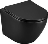 Livorno Hangend Toilet | Mat Zwart | Nano Coating + Softclose zitting