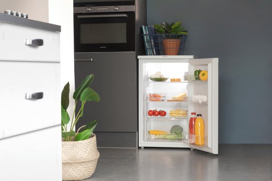 Inventum KK550 tafelmodel koelkast energiezuinig - 131 liter - Zonder vriesvak - 55 cm breed - Superkoelen - Led-verlichting - Energielabel D - Vrijstaand - Wit