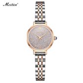 Longbo - Meibin - Dames Horloge - Rosé/Zilver/Rosé/Zilver - Glitter - 28mm