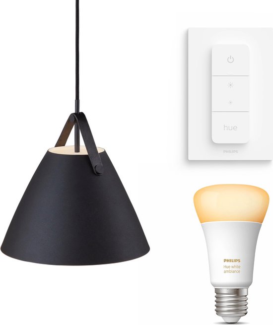 Nordlux Strap 27 Hanglamp Zwart - Incl. Philips Hue White Ambiance E27 &  Dimmer Switch... | bol.com