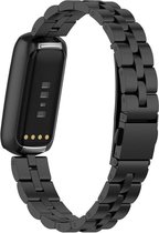 Stalen Smartwatch bandje - Geschikt voor Fitbit Luxe stalen band - zwart - Strap-it Horlogeband / Polsband / Armband