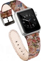 Apple Watch bandje echt leer semi lak leder met verschillende kleuren rozen. 42/44 mm