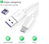 USB-C Data- en Laadkabel - 5.0A Snellader Kabel 2 Meter - Fast en Quick Charge Oplaadkabel - Type C Naar USB-A - Oplaadsnoer Telefoon - Laptop - Samsung Galaxy en Note S8/9/10 - Sony - OnePlu