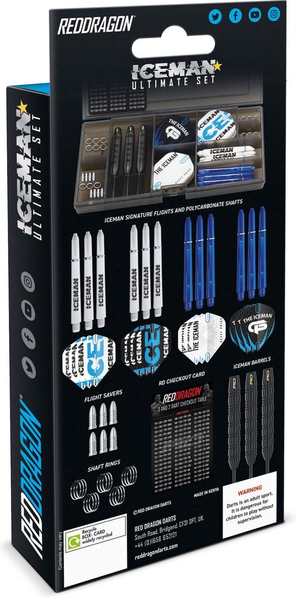 RED DRAGON - Gerwyn Price Iceman Ultimate Steeltip Brass Dartpijlen Set Professioneel - 22 gram van Red Dragon — afbeelding 4