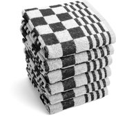 I2T Keukenset Geblokt - 6x Keukendoek - Zwart