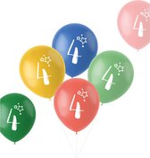 Folat - ballonnen Retro 4 Jaar Meerkleurig 33 cm - 6 stuks