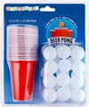 Afbeelding van het spelletje TOM bierpong feestspel rood/wit 50-delig (50 ballen en 50 bekers)