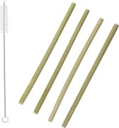 Cook Concept bamboe rietjes 4 st - met reinigingsborstel - b