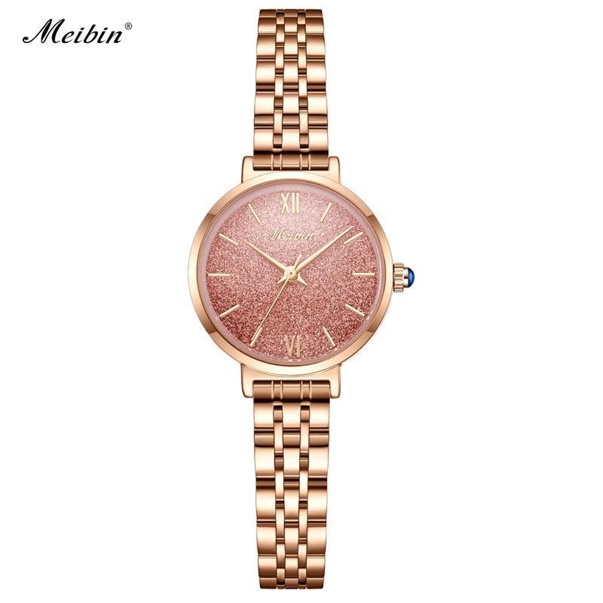 Longbo - Meibin - Dames Horloge - Rosé/Roze - Glitter - 28mm (Productvideo)