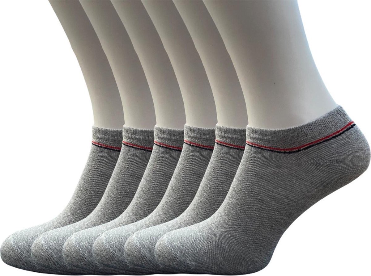Classinn® Essentials Sneaker sokken 36-41 - 6 paar - dames sport enkelsokken grijs