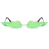 Freaky Glasses® - Vlammen Zonnebril – Festival Bril – Rave Zonnebril - Snelle Planga – Dames – Heren - Groen