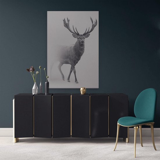 Artaza - Peinture sur toile - Cerf - Zwart Wit - 80 x 120 - Groot - Photo sur toile - Impression sur toile