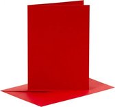 set van 6 blanco kaarten en enveloppen 10,5x15 cm rood
