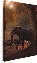 Artaza Canvas Schilderij Olifant In het Bos - 60x80 - Foto Op Canvas - Canvas Print