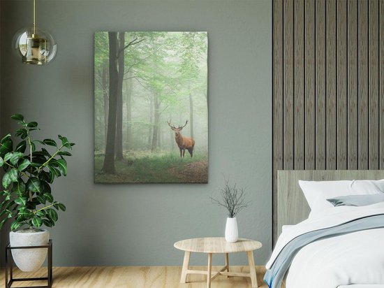 Artaza - Peinture sur toile - Cerf dans la forêt - 60 x 80 - Photo sur toile - Impression sur toile