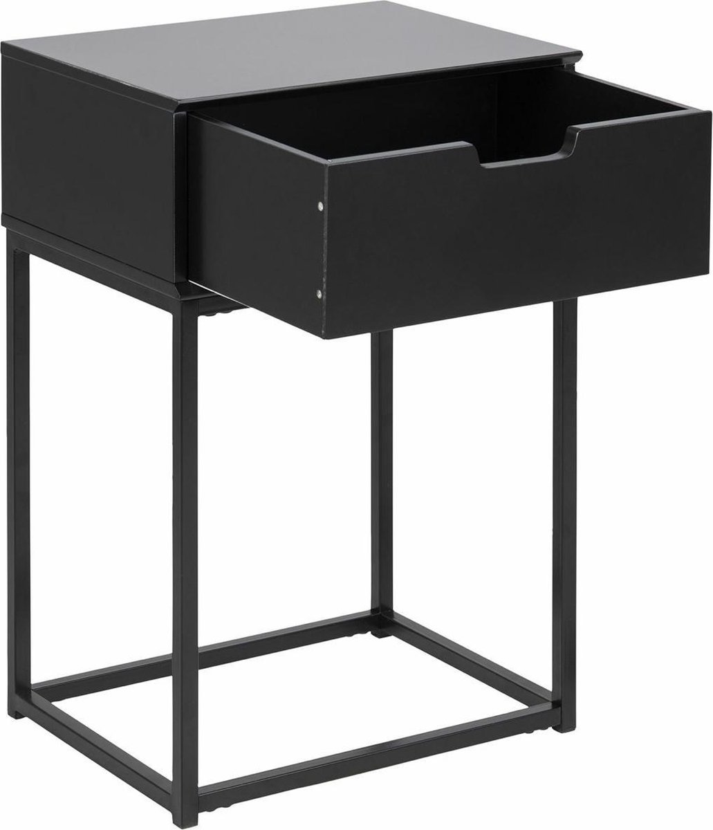 Bijzettafel met lade - industriële stijl - nachtkast- zwart-40 x 30 x 50 cm - Metal side table