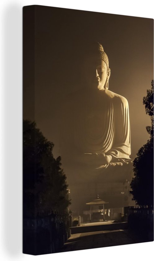 Peintures sur toile Bouddha - Ombre - Arbre - 80x120 cm - Décoration murale