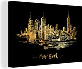 Peintures sur toile New York - Skyline - Or - 120x80 cm - Décoration murale
