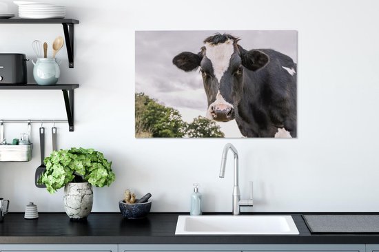 Peintures Vache - Animal - Portrait - Zwart - 90x60 cm - Décoration murale