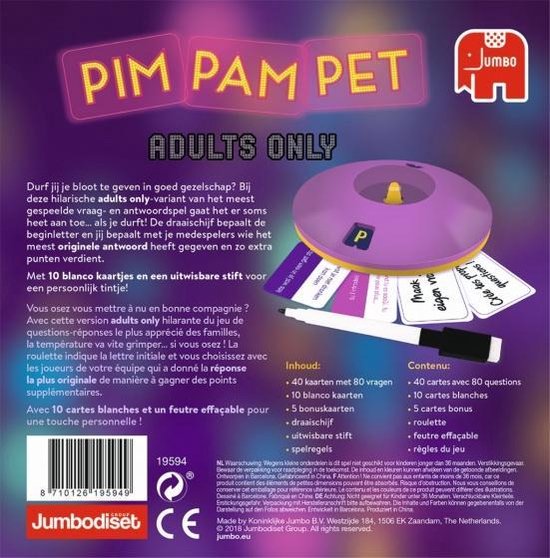 Thumbnail van een extra afbeelding van het spel gezelschapsspel Pim Pam Pet Adults Only 18,5 cm