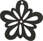 houten bloemen 2,7 cm zwart 20 stuks