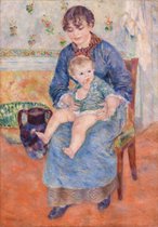 Kunst: Jonge moeder van Pierre-Auguste Renoir. Schilderij op aluminium, formaat is 60x90 CM