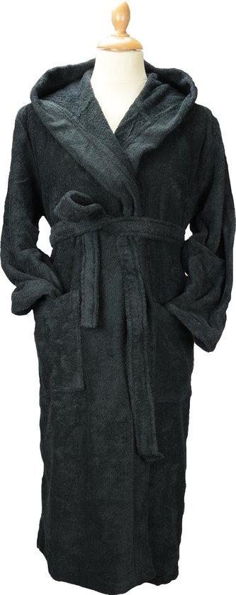 ARTG® Robezz - 100% Biologische Katoen - Badjas Capuchon - Zwart - Black - Maat XXL - (2XL)