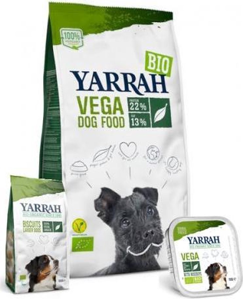10 kg + 12 x 150 g + 500 g Yarrah dog vegetarisch verwenpakket hondenvoer en snacks