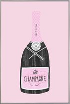 JUNIQE - Poster met kunststof lijst Champagne -40x60 /Roze & Zwart