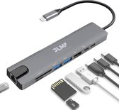 USB-C Dock 8 in 1 - USB 3.0 - Ethernet/RJ45 - Thunderbolt 3 - HDMI kabel - TF/SD - Docking station