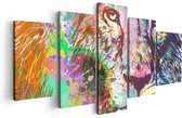 Artaza Canvas Schilderij Vijfluik Gekleurde Leeuw - Abstract - 100x50 - Foto Op Canvas - Canvas Print