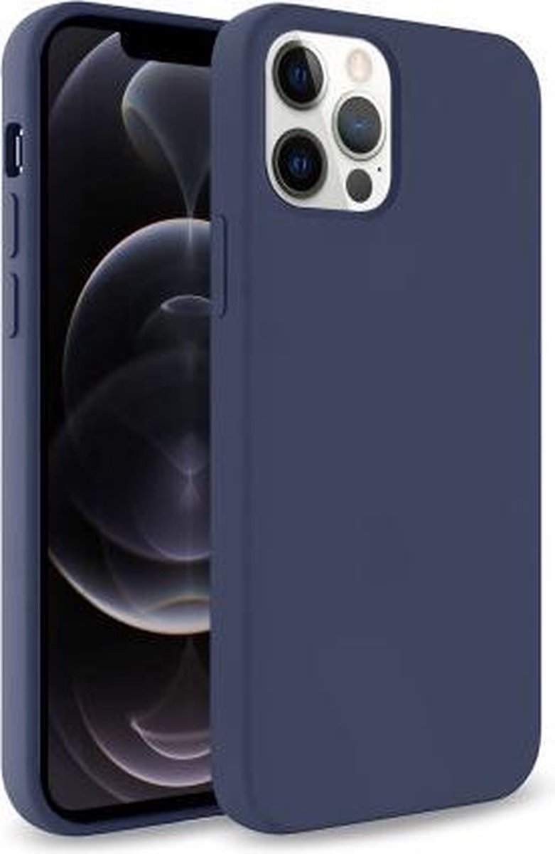 Juicyy iPhone 12 / 12 Pro siliconen hoesje - Donkerblauw / Juicyy iPhone 12 / 12 Pro silicone case - Dark blue