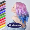 foto van Haarkrijt - Pastelkrijt Voor Kinderen & Volwassenen - Haar Verven - Krijt - Hair Chalk - Carnavalskleding Dames & Kinderen - Verkleedkleding Accessoires - Regenboog - Feestje - Festival - Alaaf - Haarmascara - Haarkleuring -12 Kleuren