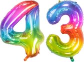 De Ballonnenkoning - Folieballon Cijfer 43 Yummy Gummy Rainbow - 86 cm