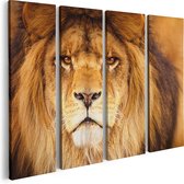 Artaza - Quadriptyque de peinture sur toile - Lion - Tête de lion - 80x60 - Photo sur toile - Impression sur toile