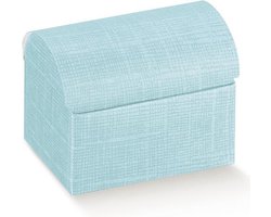 12 cadeau doosje hutkoffer - schatkist blauw traktatie-doosje voor snoepjes of bonbons om uit te delen bij verjaardag, huwelijk, babyshower of doop.