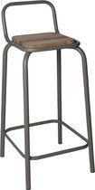 Barkruk - industrieel vintage - met leuning - taupe onderstel - H 72 cm