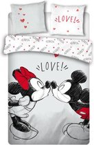 dekbedovertrek Mickey & Minnie 240 x 220 cm wit/rood