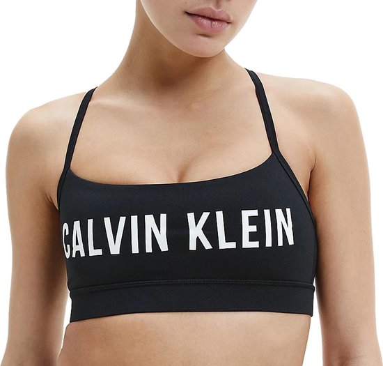 Calvin Klein Low Support Sportbeha - Maat XS - Vrouwen - Zwart - Wit