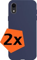 Hoesje Geschikt voor iPhone XR Hoesje Siliconen Cover Case - Hoes Geschikt voor iPhone XR Hoes Back Case - 2-PACK - Donkerblauw