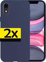 Hoes voor iPhone XR Hoesje Siliconen - Hoes voor iPhone XR Case - 2 Stuks - Donker Blauw