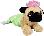 pluchen hondenknuffel in kostuum 40 cm groen