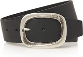 Stoere 5cm brede jeans riem van zwart leder - 100% leer - zwart - Maat 105 - Totale lengte riem 120 cm