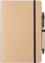 Nature look schriften/notitieboekje met zwart elastiek A5 formaat - blanco paginas - opschrijfboekjes - 60 paginas